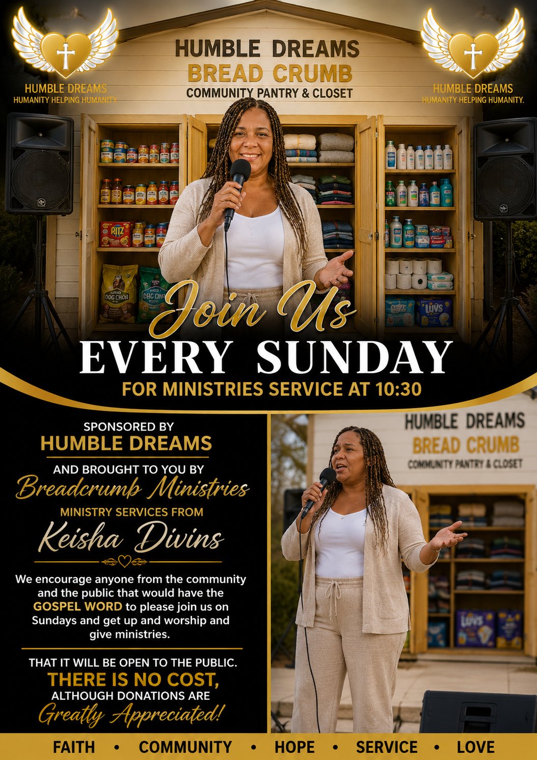 Join us every Sunday for ministry service at 10:30 — Breadcrumb Ministries with Keisha Divins